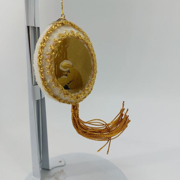 Christmas Ornament Nativity Egg Gold Tassel Jesus Joseph Mary - Picture 5 of 12